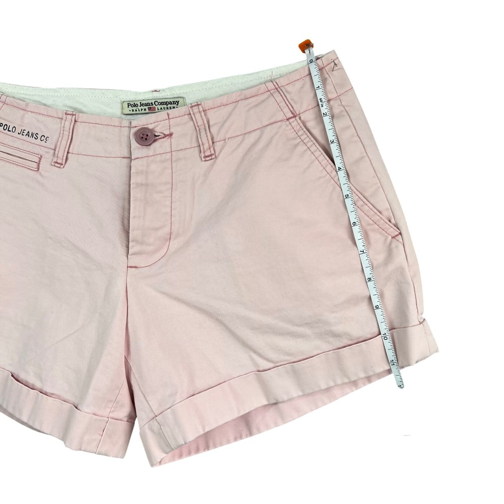 Polo Jeans Co Ralph Lauren Pink Chino Shorts Cuffed Button Fly Size 2 - Picture 4 of 8
